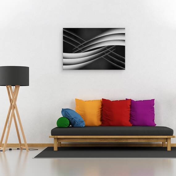 Tablou canvas - Intretesut, Hartie, Film, Abstract, Alb-Negru, Forme, Geometrie, 80 x 120 cm - 2- Roveli