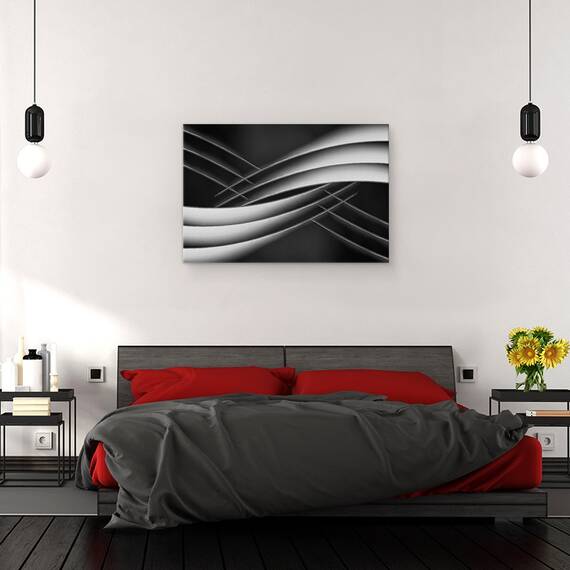 Tablou canvas - Intretesut, Hartie, Film, Abstract, Alb-Negru, Forme, Geometrie, 60 x 90 cm - 3- Roveli