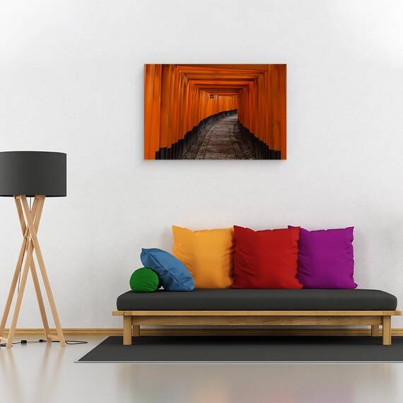 Tablou canvas - Tunel, Rosu, Zen, Japonia, Asiatic, Kyoto, 40 x 60 cm - 2- Roveli