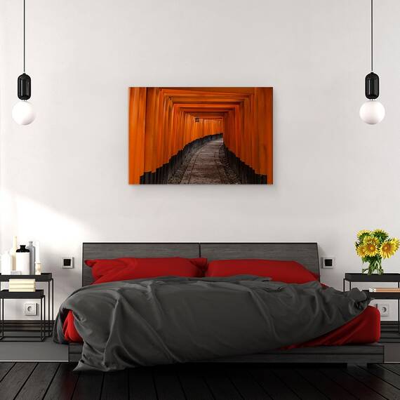 Tablou canvas - Tunel, Rosu, Zen, Japonia, Asiatic, Kyoto, 40 x 60 cm - 3- Roveli