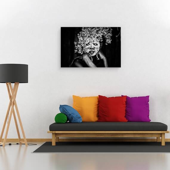 Tablou canvas - Baiat, Suri, Ethiopia, Alb-Negru, Baiat, Originar, Indigene, 60 x 90 cm - 2- Roveli