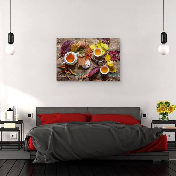 Tablou canvas - Ceaiul Din Septembrie, Infrangere, Toamna, Rustic, Ceai, Ceasca, Cana, 60 x 90 cm - 3- Roveli