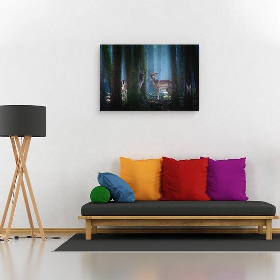 Tablou canvas - Cerbi, Animal, Coarne de Cerb, Padure, 60 x 90 cm - 2- Roveli