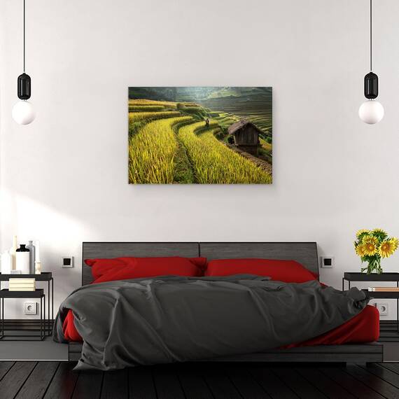 Tablou canvas - Continua Sa Mergi, Terasa, Terase, Ferma, Agricultura, Plantatie, Orez, 80 x 120 cm - 3- Roveli