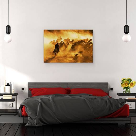 Tablou canvas - Cowboy, Animal, Cal, Actiune, Calatorie, 80 x 120 cm - 3- Roveli