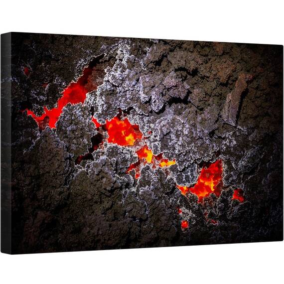 Tablou canvas - Cristalizare, Eruptie, Vulcan, Lava, Magma, Rosu, Peisaj, 80 x 120 cm - - Roveli