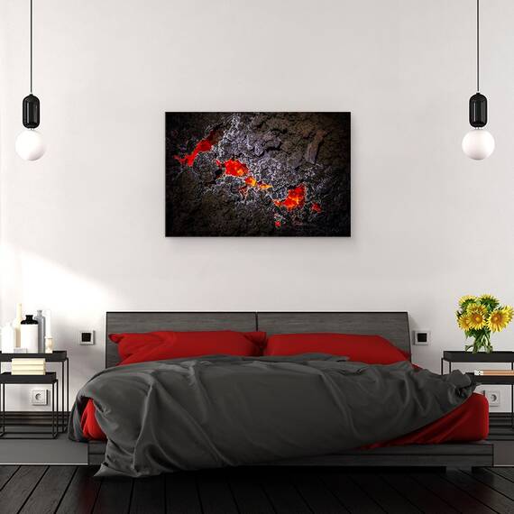 Tablou canvas - Cristalizare, Eruptie, Vulcan, Lava, Magma, Rosu, Peisaj, 80 x 120 cm - 3- Roveli
