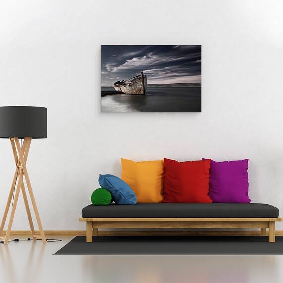 Tablou canvas - Destinatie Finala, Islanda, Barca, Batran, Abandonat, Mare, Apa, 40 x 60 cm - 2- Roveli