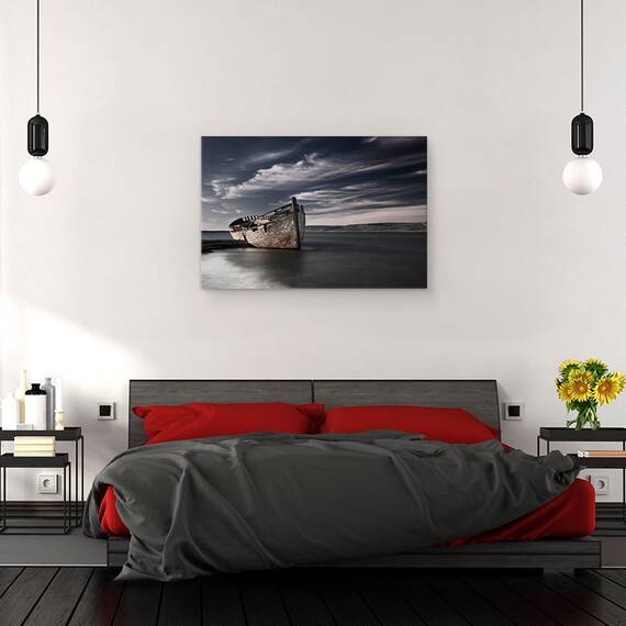 Tablou canvas - Destinatie Finala, Islanda, Barca, Batran, Abandonat, Mare, Apa, 40 x 60 cm - 3- Roveli