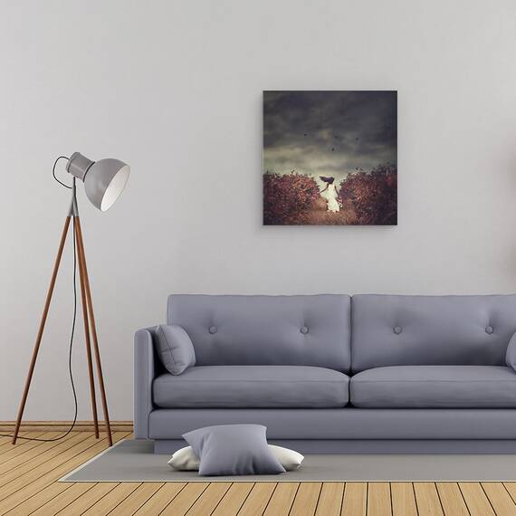 Tablou canvas - Evadare , Fata, Model, Femeie, Alergare, 60 x 60 cm - 2- Roveli
