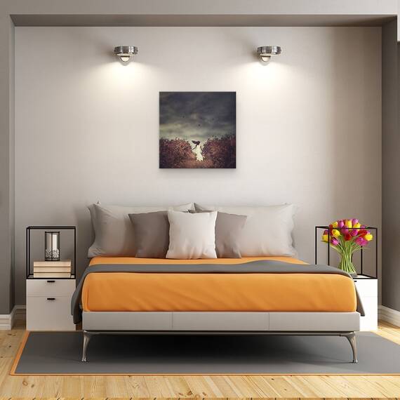 Tablou canvas - Evadare , Fata, Model, Femeie, Alergare, 60 x 60 cm - 3- Roveli