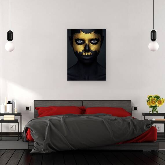 Tablou canvas - Fata Aurie, Vopsea, Pictura Faciala, 50 x 70 cm - 3- Roveli