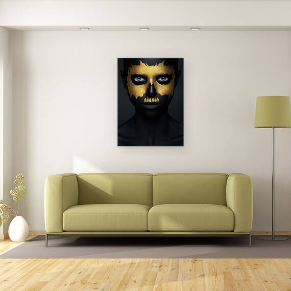 Tablou canvas - Fata Aurie, Vopsea, Pictura Faciala, 60 x 80 cm - 2- Roveli