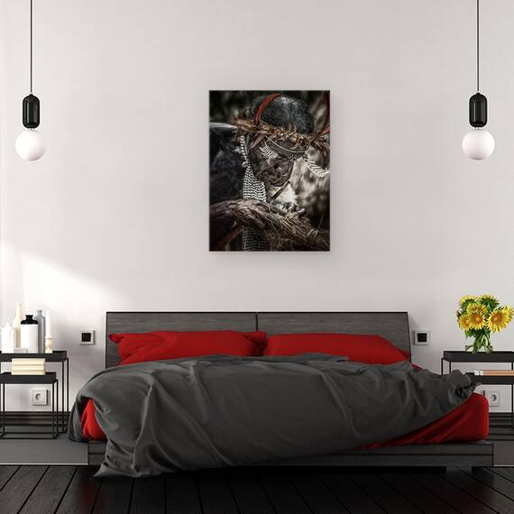 Tablou canvas - Foc, Originar, Trib, Jiwica, Wamena, Dani, Papua, 60 x 80 cm - 3- Roveli