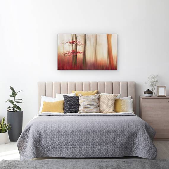 Tablou canvas - Frunze Rosii, Toamna, Infrangere, Rosu, Frunze, Danemarca, Padure, 50 x 80 cm - 3- Roveli