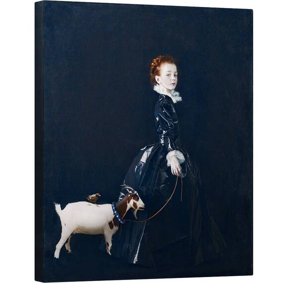 Tablou canvas - In Negru, Fata, Pusti, Copil, Renasterea, Medieval, Capra, 60 x 75 cm - - Roveli
