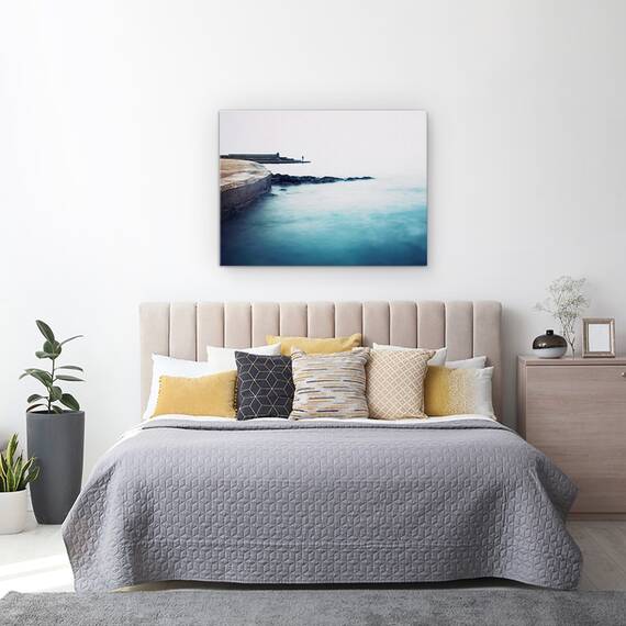 Tablou canvas - Inceputul Sfarsitului, Mare, Barbat, Stanca, Curba, Flux, Albastru, 75 x 100 cm - 3- Roveli