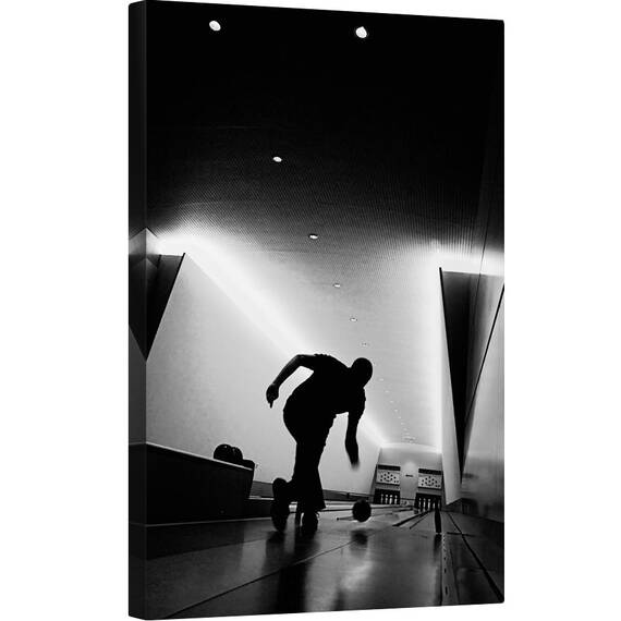 Tablou canvas - Jucand la bowling, Arunca, Sport, Actiune, Silueta, 60 x 90 cm - - Roveli