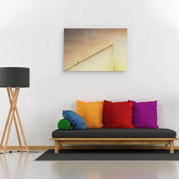 Tablou canvas - Lumina Lampii, Galben, Abstract, Triunghi, Zid, Margine, Textura, 40 x 60 cm - 2- Roveli