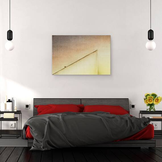 Tablou canvas - Lumina Lampii, Galben, Abstract, Triunghi, Zid, Margine, Textura, 40 x 60 cm - 3- Roveli