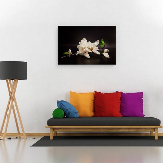 Tablou canvas - Magnolia, Flori, Spa, Zen, Natura Moarta, Intunecos, 60 x 90 cm - 2- Roveli