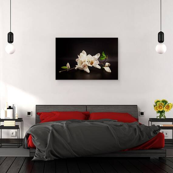 Tablou canvas - Magnolia, Flori, Spa, Zen, Natura Moarta, Intunecos, 60 x 90 cm - 3- Roveli