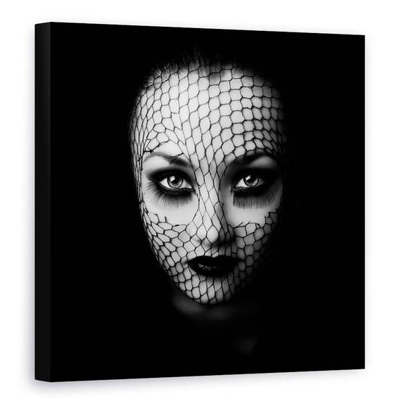 Tablou canvas - Negru, Femeie, Fata, Panza, Studio, Portret, 60 x 60 cm - - Roveli
