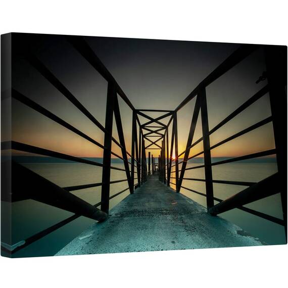 Tablou canvas - Orizont, Arhitectura, Soare, Apus, Peisaj, Mare, 80 x 120 cm - - Roveli
