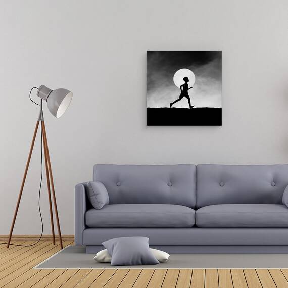Tablou canvas - Prinzatorul de Vise, Baiat, Pusti, Copil, Montare, Silueta, Luna, 60 x 60 cm - 2- Roveli