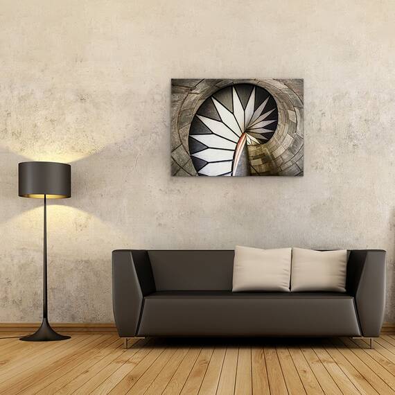 Tablou canvas - Privind Catre Sus, Wendeltreppe, Stuttgart, Scara, Circular, Castel, Altes, 50 x 70 cm - 2- Roveli