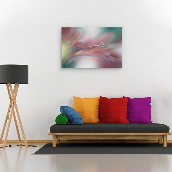 Tablou canvas - Raza de Soare, Floare, Flora, Floral, Macro, Cadere, Picaturi, 60 x 90 cm - 2- Roveli