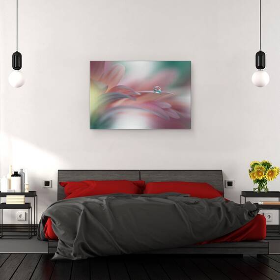 Tablou canvas - Raza de Soare, Floare, Flora, Floral, Macro, Cadere, Picaturi, 60 x 90 cm - 3- Roveli