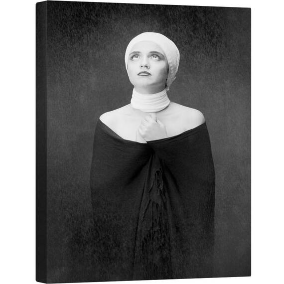 Tablou canvas - Rugati-Va, Rugaciune, Alb-Negru, Portret, Halat, Textura, 60 x 80 cm - - Roveli