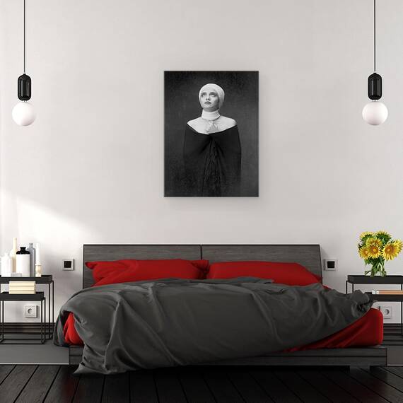 Tablou canvas - Rugati-Va, Rugaciune, Alb-Negru, Portret, Halat, Textura, 60 x 80 cm - 3- Roveli