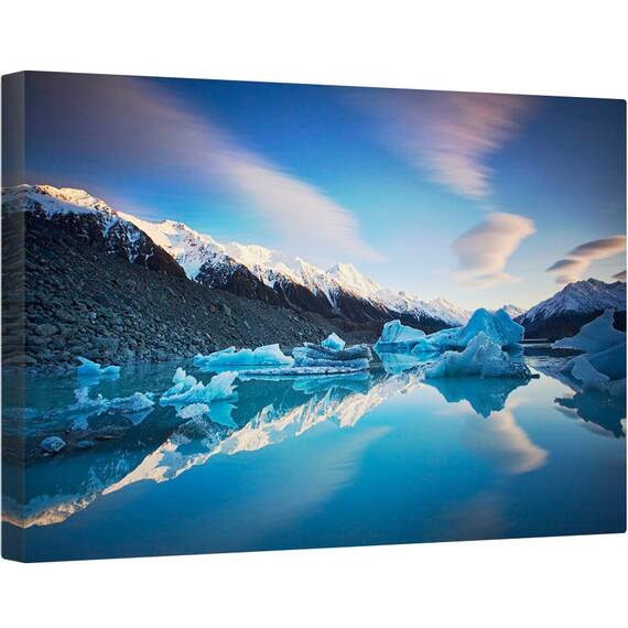 Tablou canvas - Simetrie de Iarna, Aisberguri, Munti, Ghetar, Aisberg, Racoare, Zapada, 80 x 120 cm - - Roveli