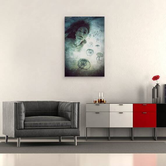 Tablou canvas - Sirena, Meduza, Sub Apa, Balon, Bule, 80 x 120 cm - 2- Roveli
