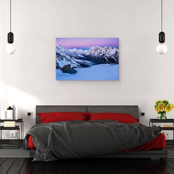 Tablou canvas - Stare de Liniste, Ghetari, Luna, Munti, Zapada, Cer, 60 x 90 cm - 3- Roveli