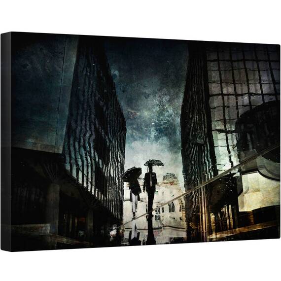 Tablou canvas - Strada, Oameni, Ploaie, Persoana, Urbana, Fard, 80 x 120 cm - - Roveli