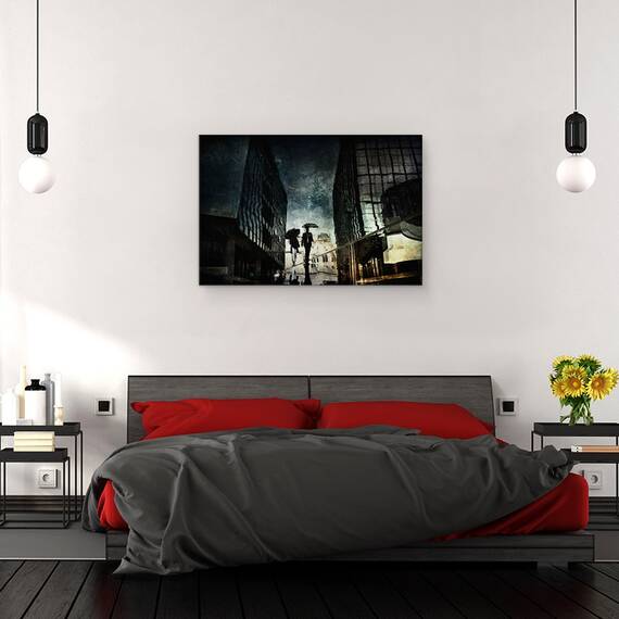 Tablou canvas - Strada, Oameni, Ploaie, Persoana, Urbana, Fard, 80 x 120 cm - 3- Roveli
