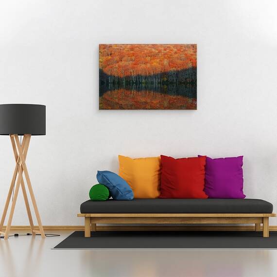Tablou canvas - Umbra se Estompeze, Toamna, Infrangere, Frunzis, Pomi, Padure, Asiatic, 60 x 90 cm - 2- Roveli
