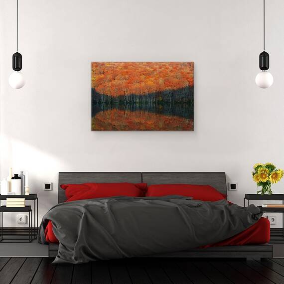 Tablou canvas - Umbra se Estompeze, Toamna, Infrangere, Frunzis, Pomi, Padure, Asiatic, 60 x 90 cm - 3- Roveli