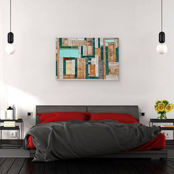 Tablou canvas - Usi, Arhitectura, Usa, Abstract, Lemn, 80 x 120 cm - 3- Roveli
