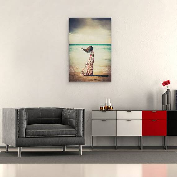 Tablou canvas - Vise Abandonate, Rochie, Plaja, Par, Batut de Vanturi, Sufla, 80 x 120 cm - 2- Roveli