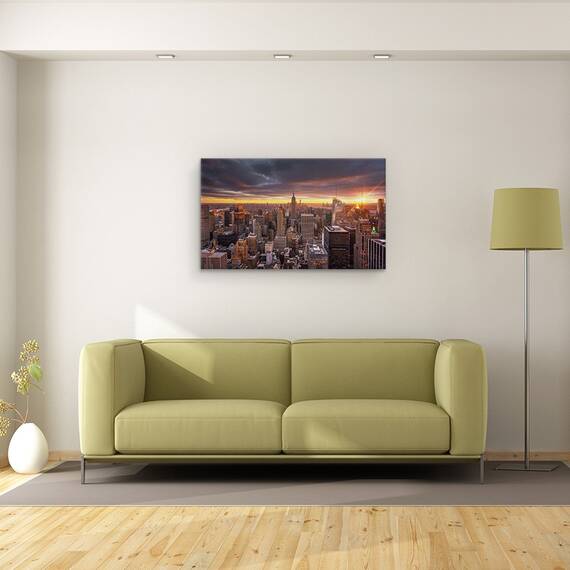 Tablou canvas - Zgarie Nori, Orizont, Oras, Arhitectura, Calatorie, Soare, Usor, 50 x 80 cm - 2- Roveli