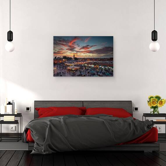 Tablou canvas - Apus de Soare in Marrakech, Maroc, Piata, 60 x 90 cm - 3- Roveli