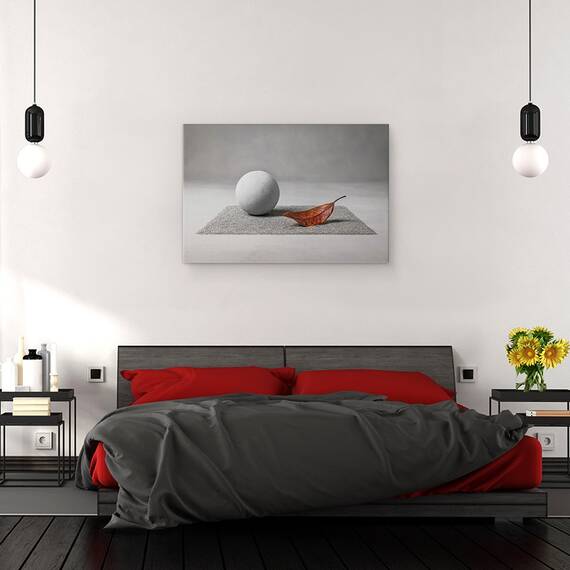 Tablou canvas - Aterizare Pe Luna, Gri, Frunza, Zen, Gradina Zen, Frunze, Toamna, 80 x 120 cm - 3- Roveli