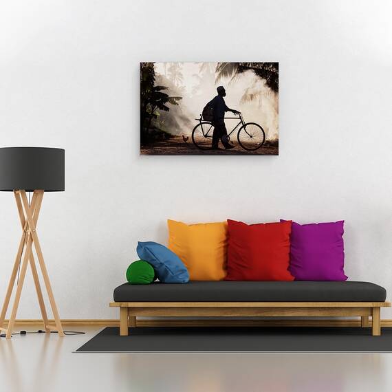 Tablou canvas - Barbat Ciclist, Natura Moarta, Fotografie, Strada, Barbat, Ciclu, 80 x 120 cm - 2- Roveli