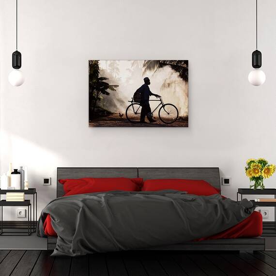 Tablou canvas - Barbat Ciclist, Natura Moarta, Fotografie, Strada, Barbat, Ciclu, 80 x 120 cm - 3- Roveli