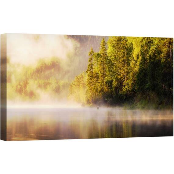 Tablou canvas - Bucurandu-Se de Natura, Barca, Pescar, Marin, Nava, Lac, Rive, 50 x 100 cm - - Roveli