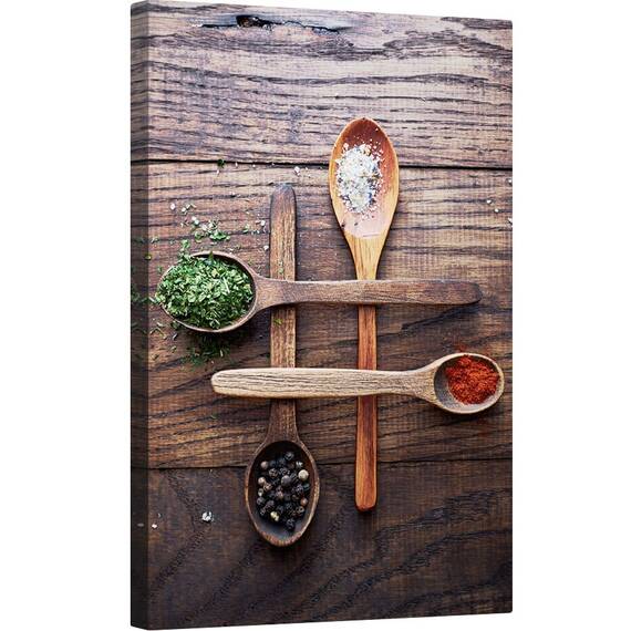 Tablou canvas - Condiment, Mancare, Condimente, Uscat, Linguri, Rustic, Condiment, 40 x 60 cm - - Roveli